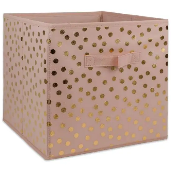 DII&reg; 13" Nonwoven Polyester Small Dots Storage Cubes, 2ct. Pink/Gold {7}