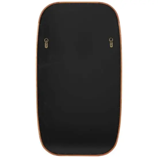 40" Brown Simplistic Wooden Wall Mirror with Rounded Edges {7}