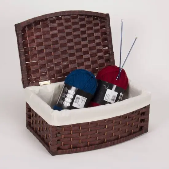 Household Essentials 7" Woven Basket with Lid Brown {6}