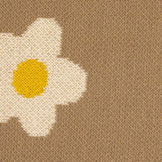 Hello Honey® Brown & White Flowers Cotton Knit Baby Blanket {4}