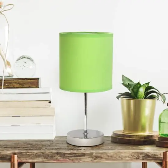 Creekwood Home Nauru 12" Brushed Nickel Petite Metal Stick Table Lamp Green {3}