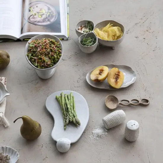 Hello Honey&reg; 10.25" Cream Reactive Glaze Stoneware Tray with Ball {5}