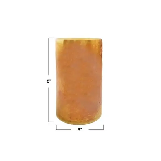 Hello Honey&reg; 8" Orange Iridescent Glass Hurricane Vase {4}