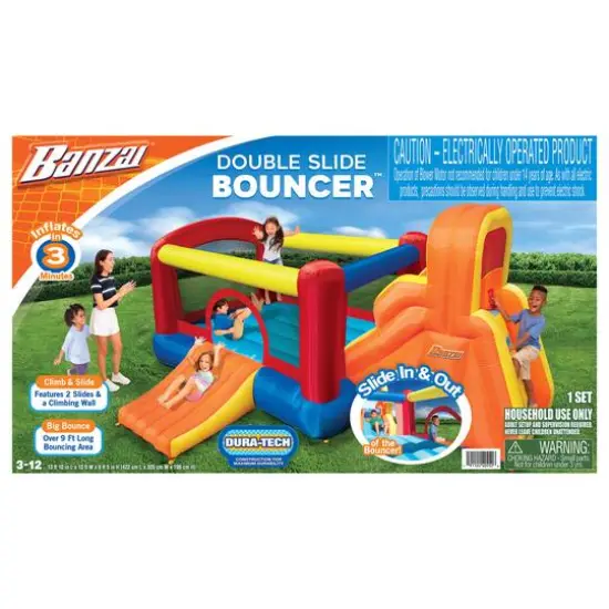 Banzai&reg; Inflatable Double Slide Bouncer&trade; Outdoor Toy {3}