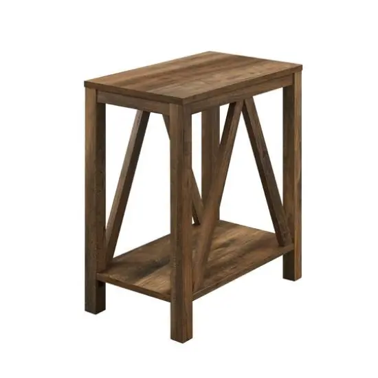 Walker Edison Reclaimed Barnwood Narrow A-Frame Side Table {4}