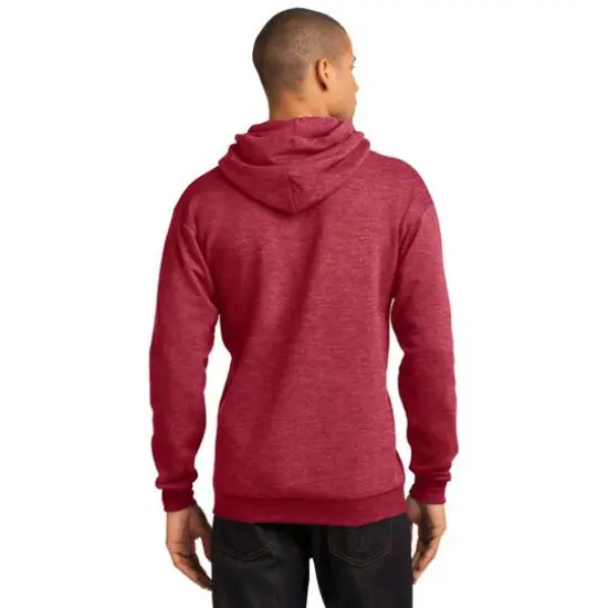 Port & Company® Heathered Colors Core Fleece Pullover Hooded Sweatshirt Heather Red {6}