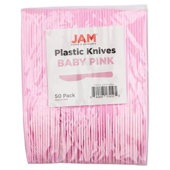 JAM Paper Premium Utensils Plastic Knives Party Pack, 48ct. Light Baby Pink {7}