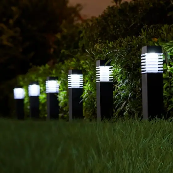 Glitzhome&reg; 15.25" Solar Powered Transparent Texture Lens Pathway Stake Lights, 6ct. {3}