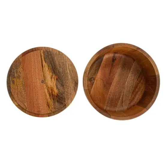 Hello Honey® 10" Round Natural Mango Wood Serving Bowl with Lid {9}