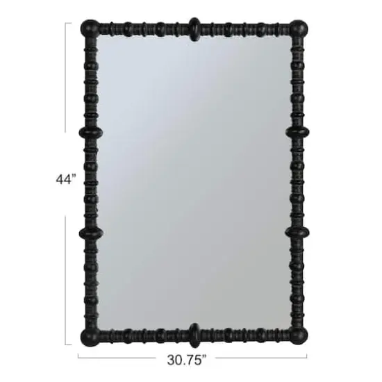 Hello Honey® 30.75" x 44" Black Chic Wood Beaded Dowel Frame Mirror {5}