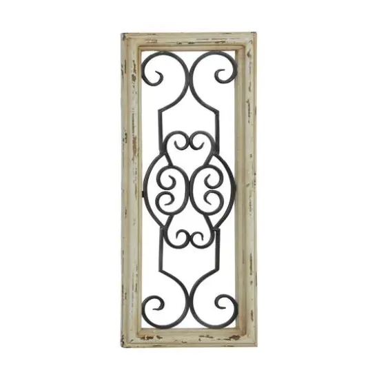 25" White Farmhouse Ornamental Wood & Metal Wall D&eacute;cor {3}
