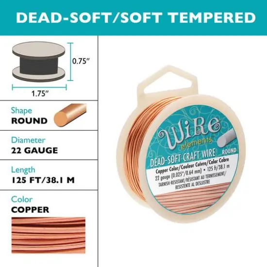 The Beadsmith&reg; Wire Elements&trade; 22 Gauge Tarnish Resistant Soft Temper Wire, 125ft. Copper {6}