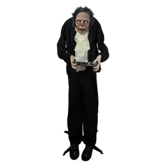 6ft. Lighted Animated Scary Butler Standing Halloween Decoration {1}