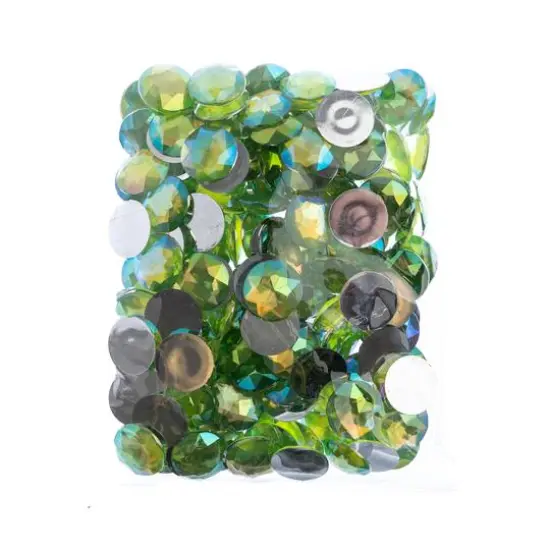 John Bead 20mm AB Acrylic Round Flat Back Rhinestones, 200ct. Peridot AB {4}