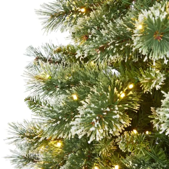 7ft. Pre-Lit Wisconsin Slim Snow Tip Pine Artificial Christmas Tree with Clear LED Lights {4}