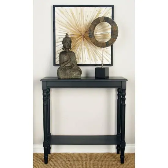 Black Traditional Wood Console Table, 32" x 32" {7}
