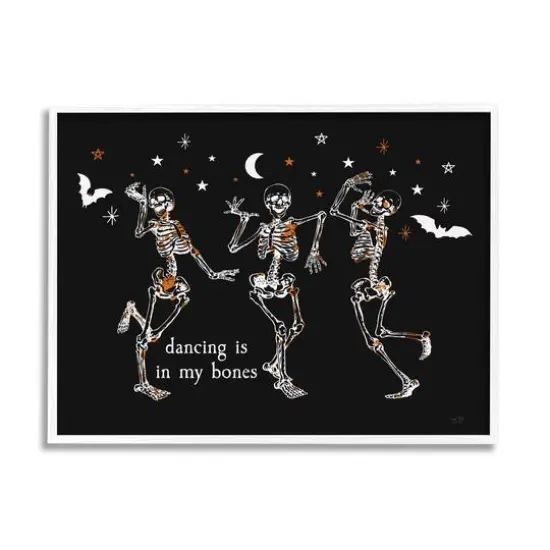 Stupell Industries Dancing In My Bones Skeletons Framed Giclee Art White {1}