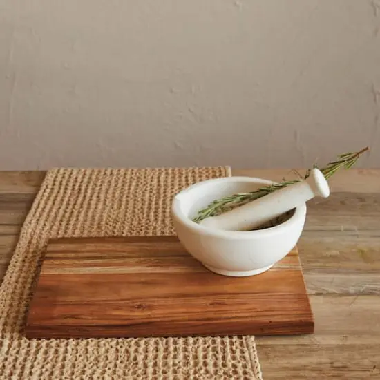 Hello Honey&reg; White Round Stoneware Mortar & Pestle Set {4}