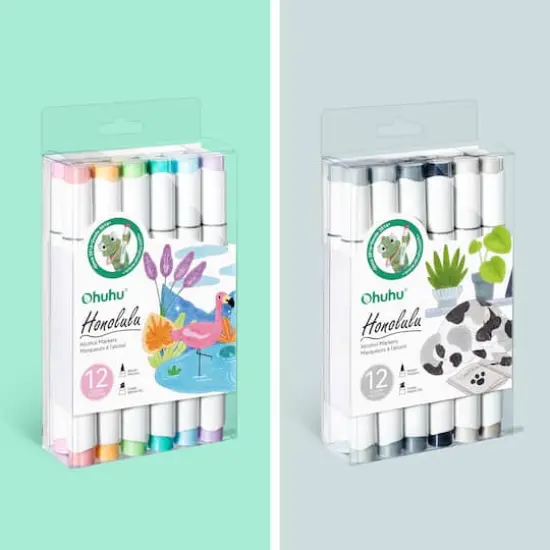 Ohuhu&reg; Honolulu Brush & Chisel Dual Tip Pastel Tones Marker Set {6}