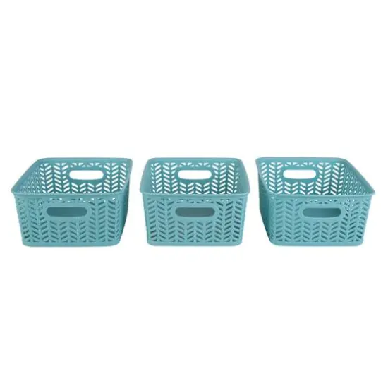 Simplify Small&nbsp;Herringbone Storage Basket, 3ct. Gray {2}