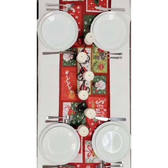 Wizardi 13.75" x 67" Holiday Patchwork Christmas Table Runner {6}