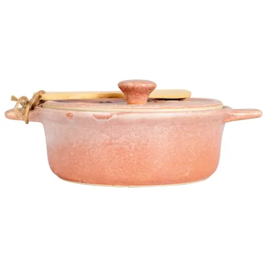 Hello Honey&reg; Pink Stoneware Brie Bakers with Bamboo Spreader, 2ct. {8}