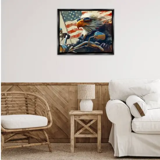 Stupell Industries Patriotic Bald Eagle Floater Framed Art Black {3}