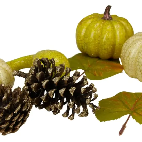 Crackled & Glittered Fall Pumpkin, Gourd, Berry & Pinecone Decoration Set {4}
