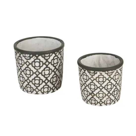 Dark Gray Lattice Cement Flower Pot Set {1}