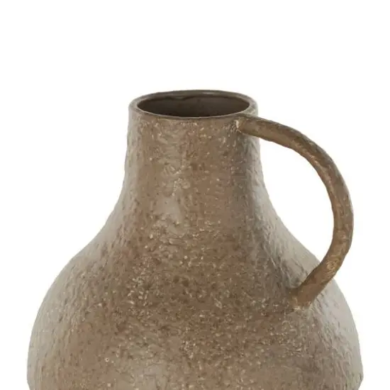 15.75" Brown Metal Antique Inspired Vase with Handle {6}