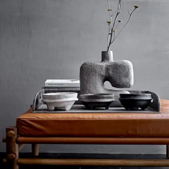 Hello Honey&reg; 14" Modern Abstract Decorative Paper Mache Vase Gray {4}