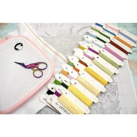 LetiStitch Three Chicks with Daffodils & Egg Counted Cross Stitch Kit {8}