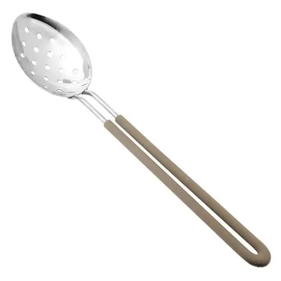 Martha Stewart Everyday Taupe Stainless Steel Slotted Spoon Kitchen Utensil {1}