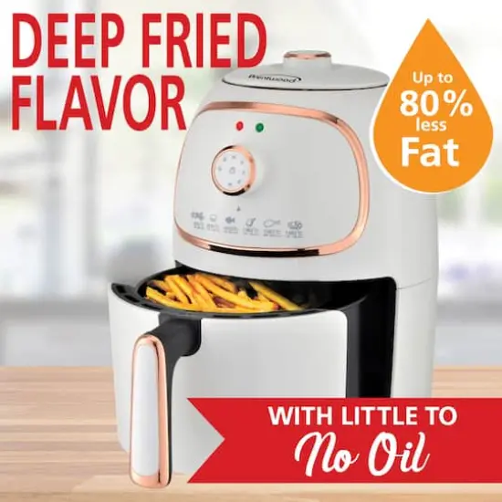 Brentwood White 2qt. 1200 Watt Electric Air Fryer with Timer & Temperature Control {9}