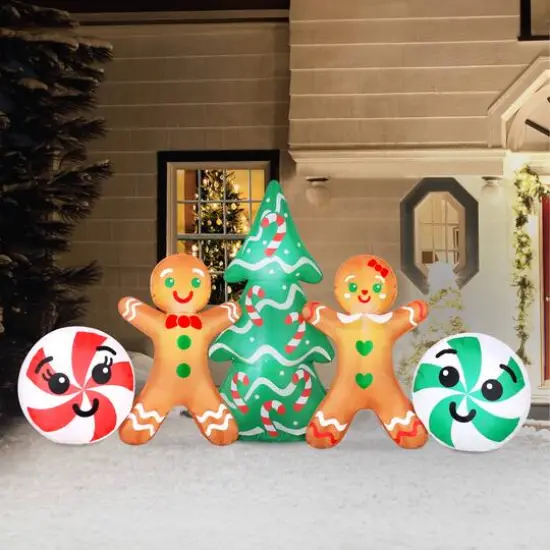 48" Airflowz Inflatable Gingerbread Couple Scene {3}