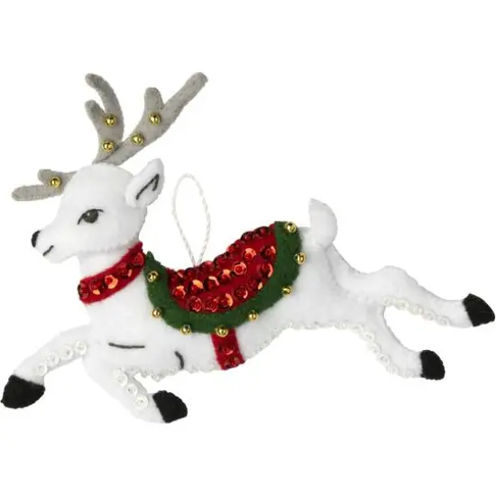 Bucilla&reg; Festive Reindeer Felt Ornaments Applique Kit Set {5}