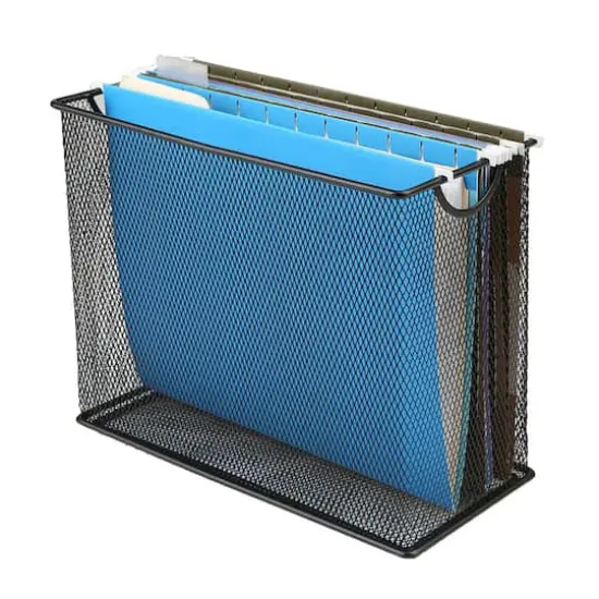 Mind Reader Metal Mesh File Organizer Storage Basket Black {1}