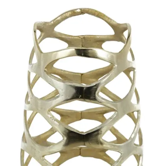 Gold Aluminum Geometric Tall Cutout Vase {5}