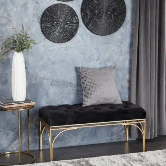 Black Metal Glam Bench, 19" x 39" x 17" {9}