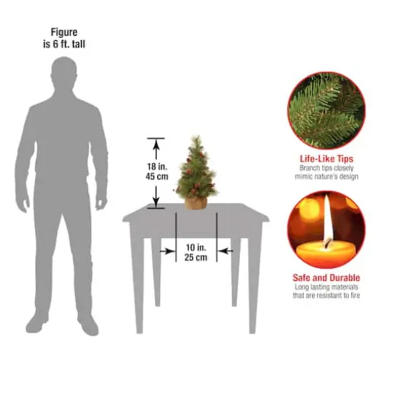 18" Unlit Everyday Collection Miniature Pinecone & Berry Artificial Christmas Tree in Burlap Base {5}