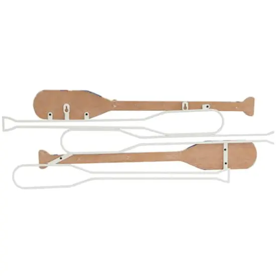 Light Brown Wood 12 Hangers Paddle Wall Hook with Stripe Patterns Set of 2 30", 29" {6}