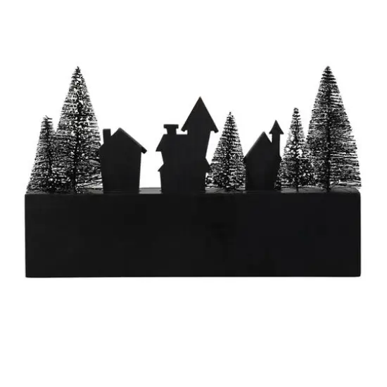 Glitzhome&reg; 14" Halloween Wood Haunted House Table Sign {8}