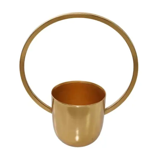 CosmoLiving by Cosmopolitan Set of 2 Gold Metal Glam Planter, 11", 14" {5}