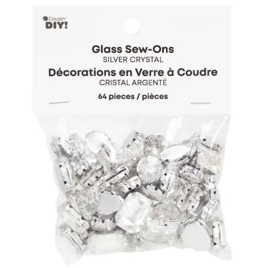 CousinDIY Silver Crystal Glass Sew-On Rhinestones, 64ct. {1}
