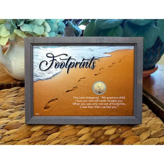 Footprints With Angel Coin in 5" x 7" Frame {3}