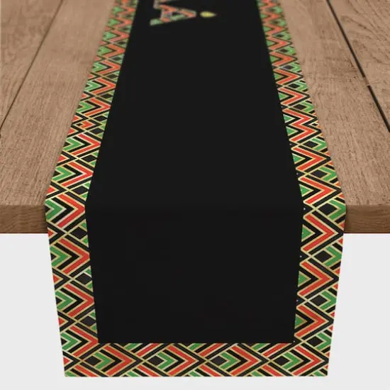 90" Joyous Kwanzaa Glitter Poly Twill Table Runner {1}