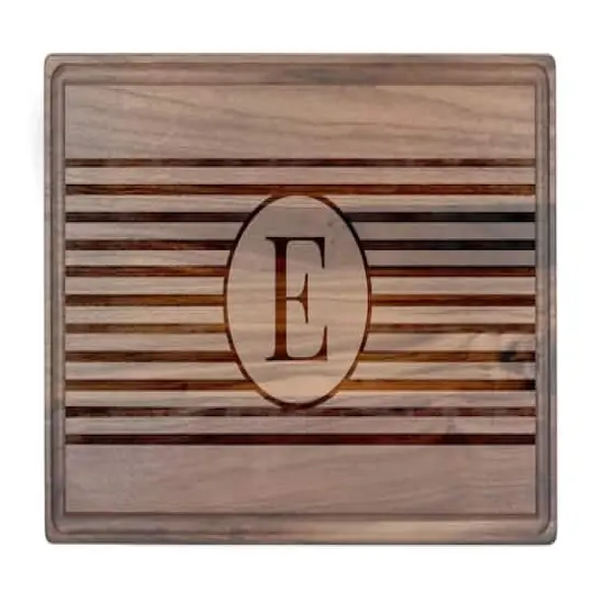 Stripe Monogram Walnut Cutting Board E {1}