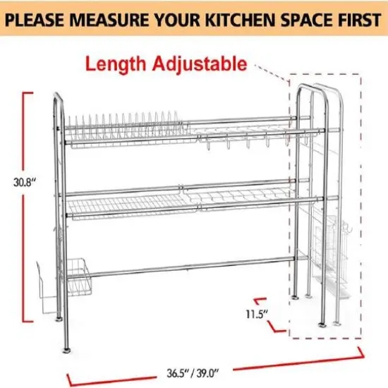 Silver Stainless Steel Adjustable Dish Racks {4}