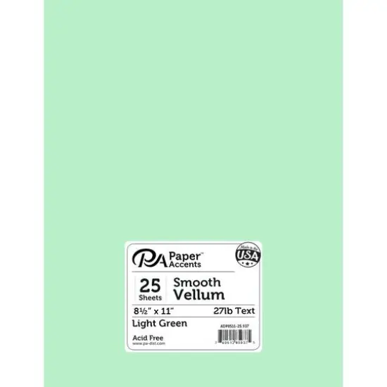 PA Paper&trade; Accents 8.5'' x 11'' 27lb. Smooth Vellum Paper, 25 Sheets Silver {2}