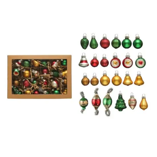 Hello Honey&reg; Mini Hand-Painted Matte & Pearl Classic Holiday Glass Ornament Set {1}